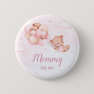 Niedliche Mami zu Boho Teddy Bear Baby Dusche Button