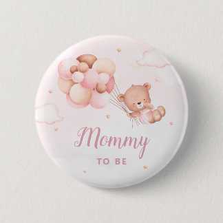 Niedliche Mami zu Boho Teddy Bear Baby Dusche Button