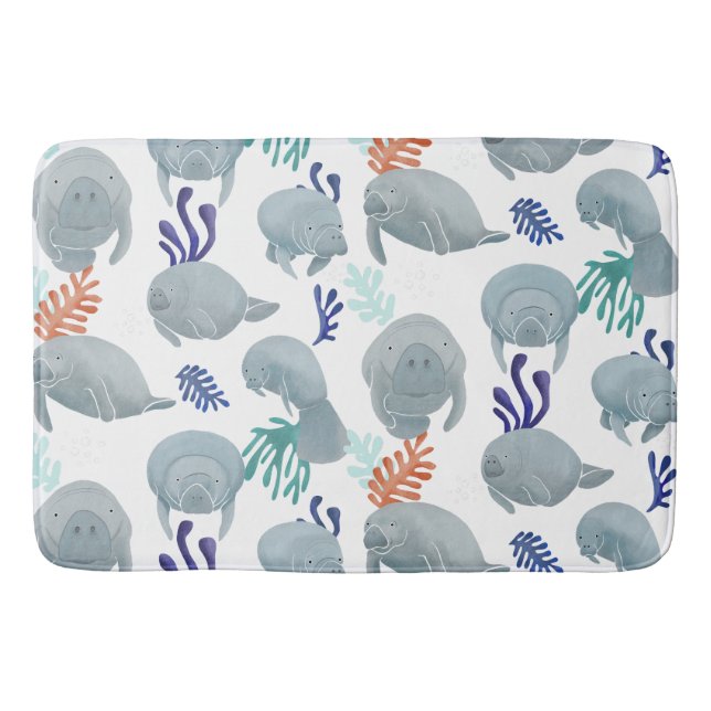 Niedliche Manateure mit Bläschen-Muster Badematte (Vorderseite)