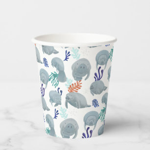 Niedliche Manateure mit Bläschen-Muster Pappbecher