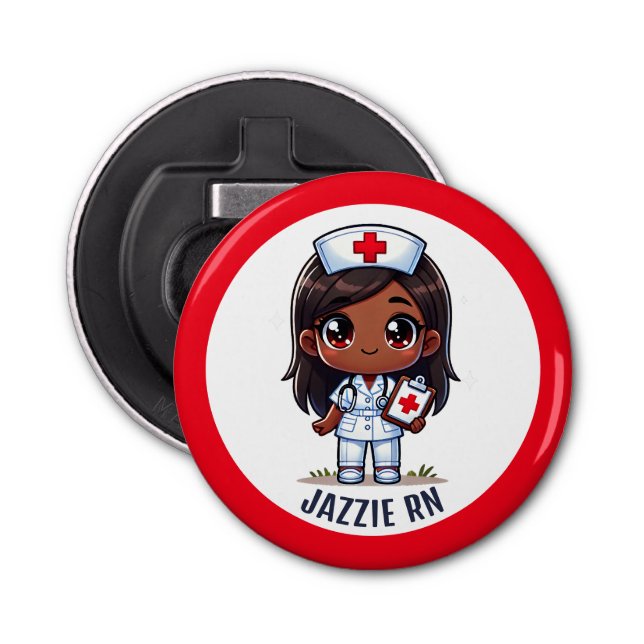 Niedliche Manga Black Nurse Karikatur Personalisie Flaschenöffner (Vorderseite)