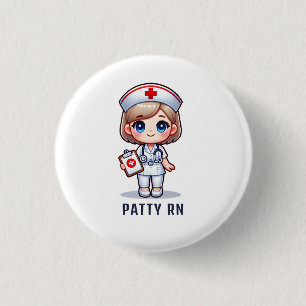 Niedliche Manga Blonde Nurse Karikatur Personalisi Button