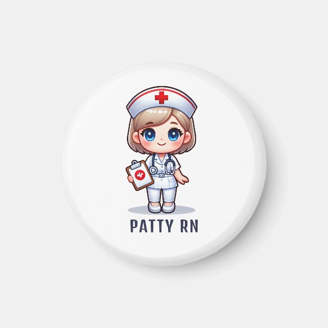 Niedliche Manga Blonde Nurse Karikatur Personalisi Magnet (Vorne)