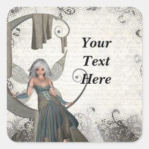 Niedliche Manga-Fee Quadratischer Aufkleber