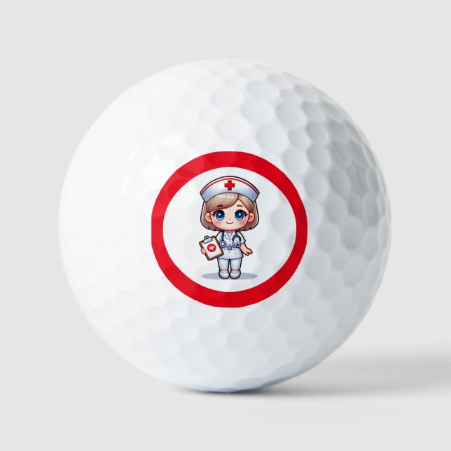 Niedliche Manga-Krankenschwester mit Blonde-Haar B Golfball (Vorderseite)