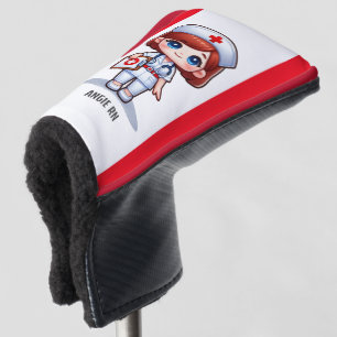 Niedliche Manga-Krankenschwester mit Red Hair Blue Golf Headcover