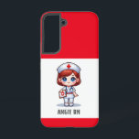 Niedliche Manga-Krankenschwester mit Red Hair Blue Samsung Galaxy Hülle<br><div class="desc">Dieses Telefongehäuse für Krankenschwestern verfügt über eine niedliche Manga-Krankenschwester mit rotem Haar und blauen Augen,  die eine Krankenschwester-Kappe trägt und mit einem Namen versehen ist,  um die Grenzen zu personalisieren und rot zu gestalten. Ideal für Krankenschwestern oder Krankenpfleger. Bild generiert mit KI.</div>