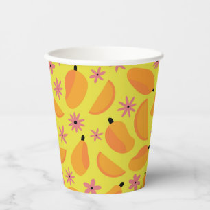 Niedliche Mango-Früchte und Blume Pappbecher