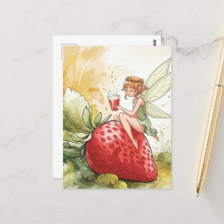 Niedliche Märchen mit Erdbeerglas-Stanzfantasie Postkarte