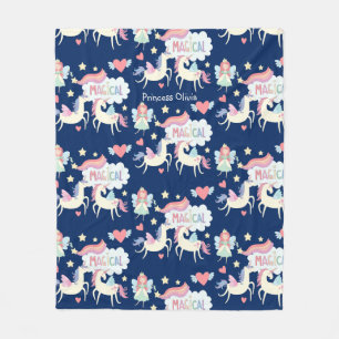 Niedliche Märchenprinzessin und Einhornkinder Fleecedecke