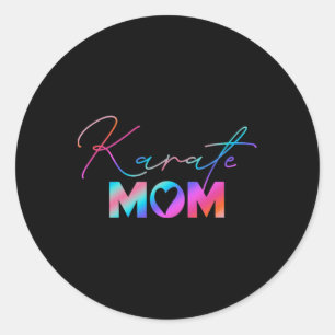 Niedliche Martial Arts Mutter Tag Regenbogen Karat Runder Aufkleber