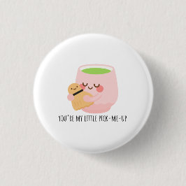 Niedliche Matcha Tea Hug Illustration Button
