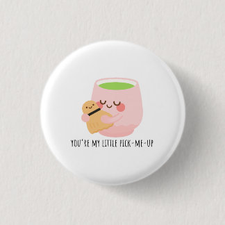 Niedliche Matcha Tea Hug Illustration Button