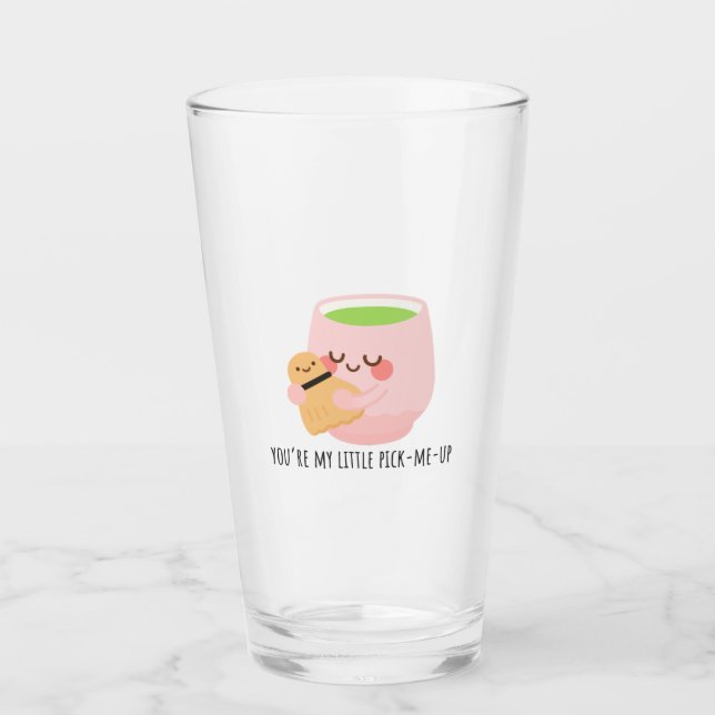 Niedliche Matcha Tea Hug Illustration Glas (Vorderseite)