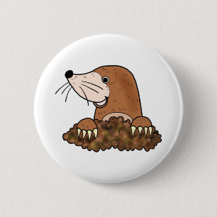 Niedliche Maulwurm-Cartoon Button