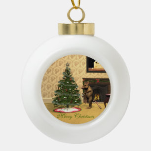 Niedliche Maus dekorieren einen Weihnachtsbaum Keramik Kugel-Ornament