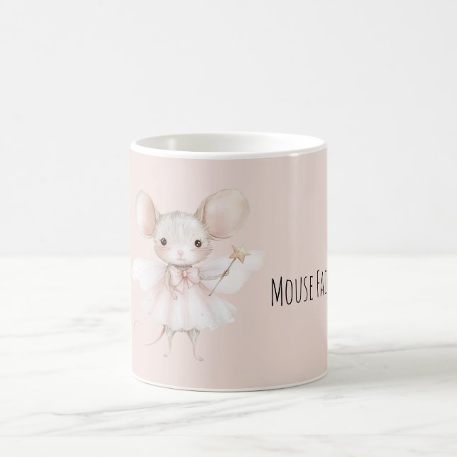 Niedliche Maus Fee rosa Flügel Kaffeetasse (Mittel)