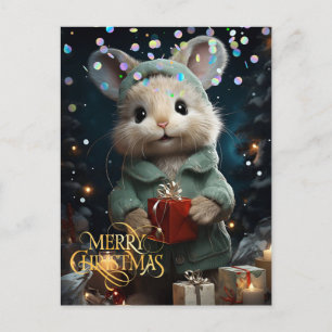 Niedliche Maus. Herzlichen Glückwunsch. Postkarte