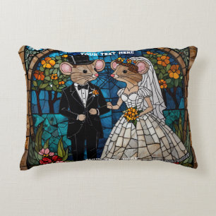 Niedliche Maus Hochzeitskuppel Mosaikglas Dekokissen