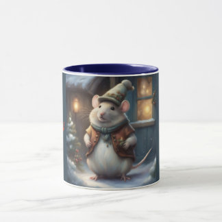 Niedliche Maus im Elf-Kostüm Frohe Weihnachten Tasse