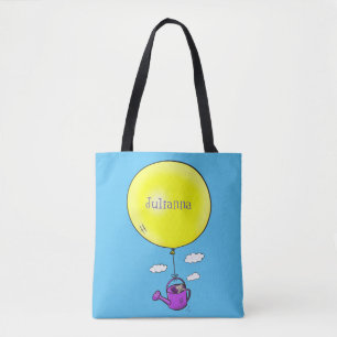 Niedliche Maus in der Gießkanne mit Ballon Cartoon
