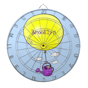 Niedliche Maus in der Gießkanne mit Ballon Cartoon Dartscheibe