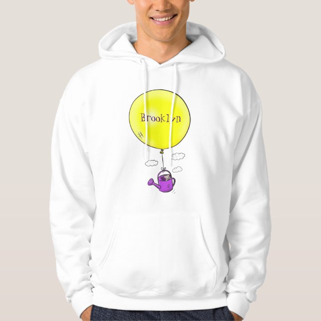 Niedliche Maus in der Gießkanne mit Ballon Cartoon Hoodie (Vorderseite)