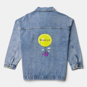 Niedliche Maus in der Gießkanne mit Ballon Cartoon Jeansjacke