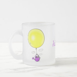 Niedliche Maus in der Gießkanne mit Ballon Cartoon Mattglastasse