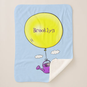 Niedliche Maus in der Gießkanne mit Ballon Cartoon Sherpadecke