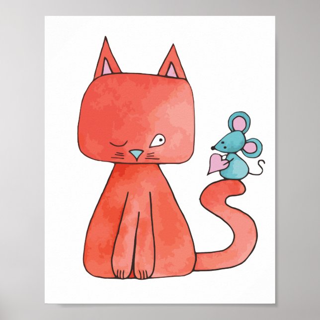Niedliche Maus Lieben Kitty Cat Poster (Vorne)