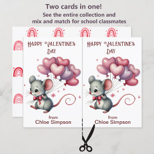 Niedliche Maus mit Balloons Kid's Valentine Party Postkarte