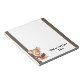 Niedliche Maus mit Buch Notizblock