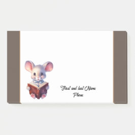 Niedliche Maus mit Buch Post-it Klebezettel