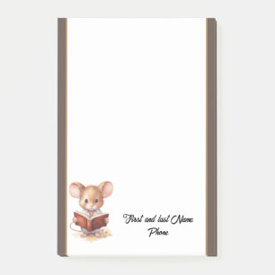 Niedliche Maus mit Buch Post-it Klebezettel