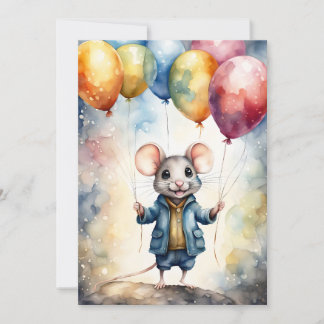 Niedliche Maus mit bunten Ballons, kundenspezifisc Einladung