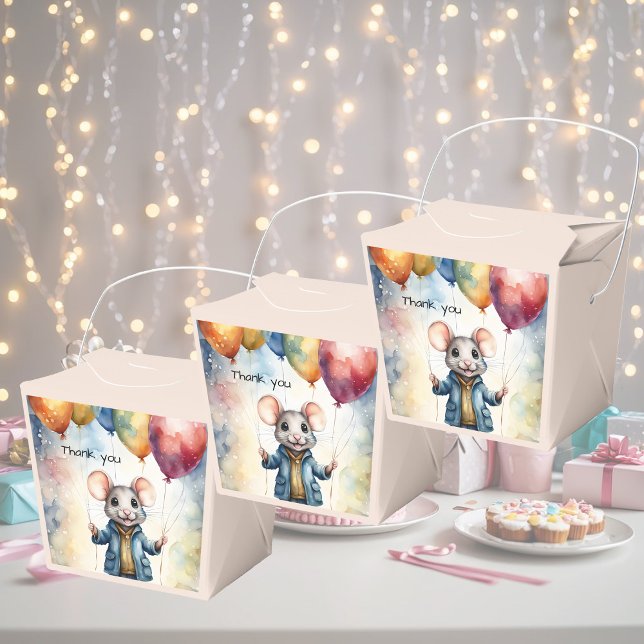 Niedliche Maus mit bunten Ballons, kundenspezifisc Geschenkschachtel (Von Creator hochgeladen)