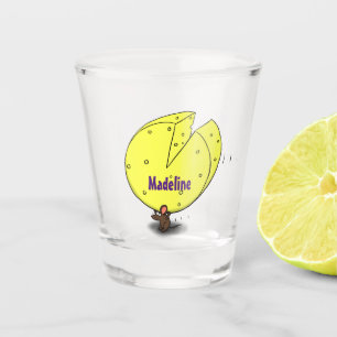 Niedliche Maus mit Cartoon-Abbildung Schnapsglas