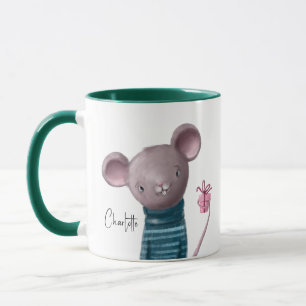 Niedliche Maus mit Personalisiertem Geschenknamen Tasse