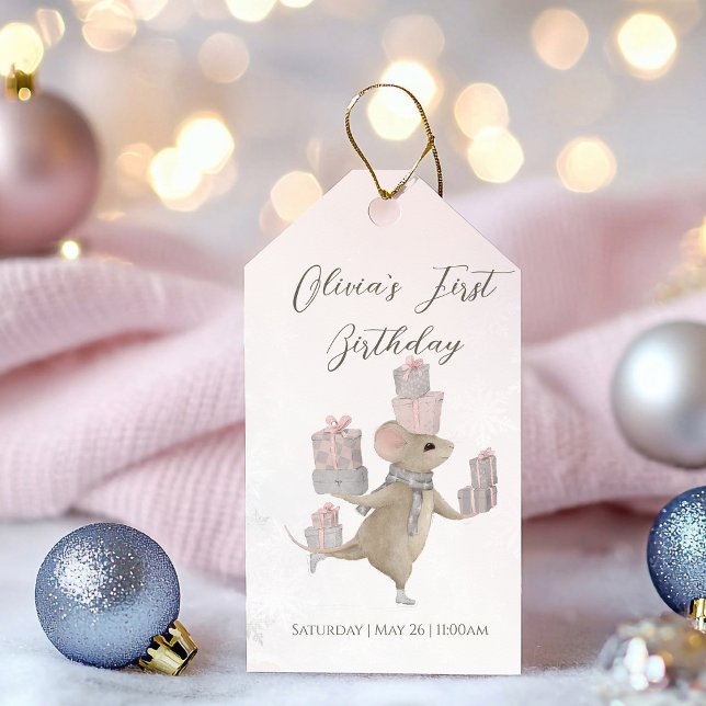 Niedliche Maus mit Weihnachtsgeschenken Geschenkanhänger (Von Creator hochgeladen)