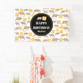 Niedliche Maus Rodent essen Käse Geburtstag Banner