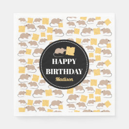 Niedliche Maus Rodent essen Käse Geburtstag Serviette