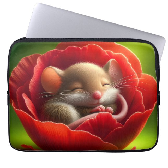 Niedliche Maus schlafen Laptopschutzhülle (Vorderseite)