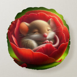Niedliche Maus schlafen Rundes Kissen