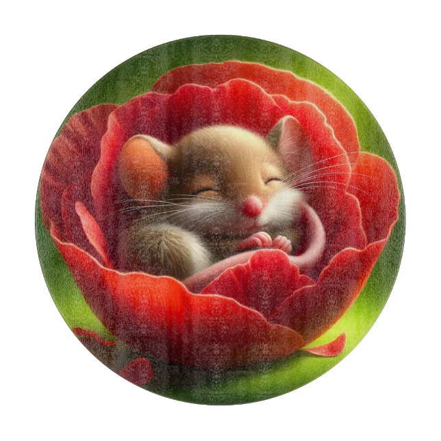 Niedliche Maus schlafen Schneidebrett (Vorderseite)