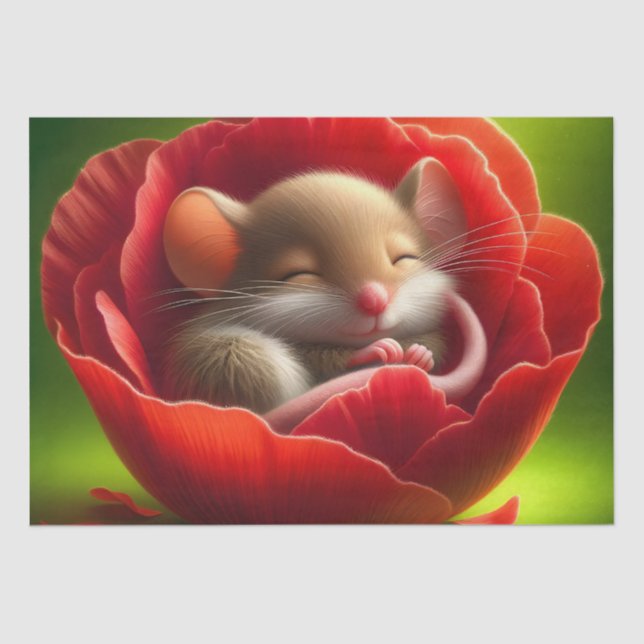 Niedliche Maus schlafen Seidenpapier (Vorderseite)