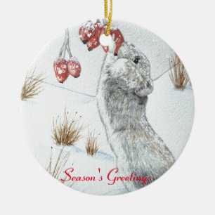niedliche Maus und rote Keramik Ornament