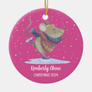 Niedliche Maus Weihnachten Rat Snowy Winterurlaub Keramik Ornament