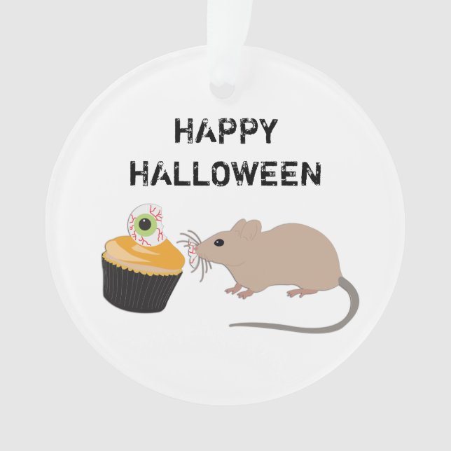 Niedliche Maus zu Halloween Eyeball Cupcake Ornament (Vorderseite)