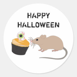 Niedliche Maus zu Halloween Eyeball Cupcake Runder Aufkleber